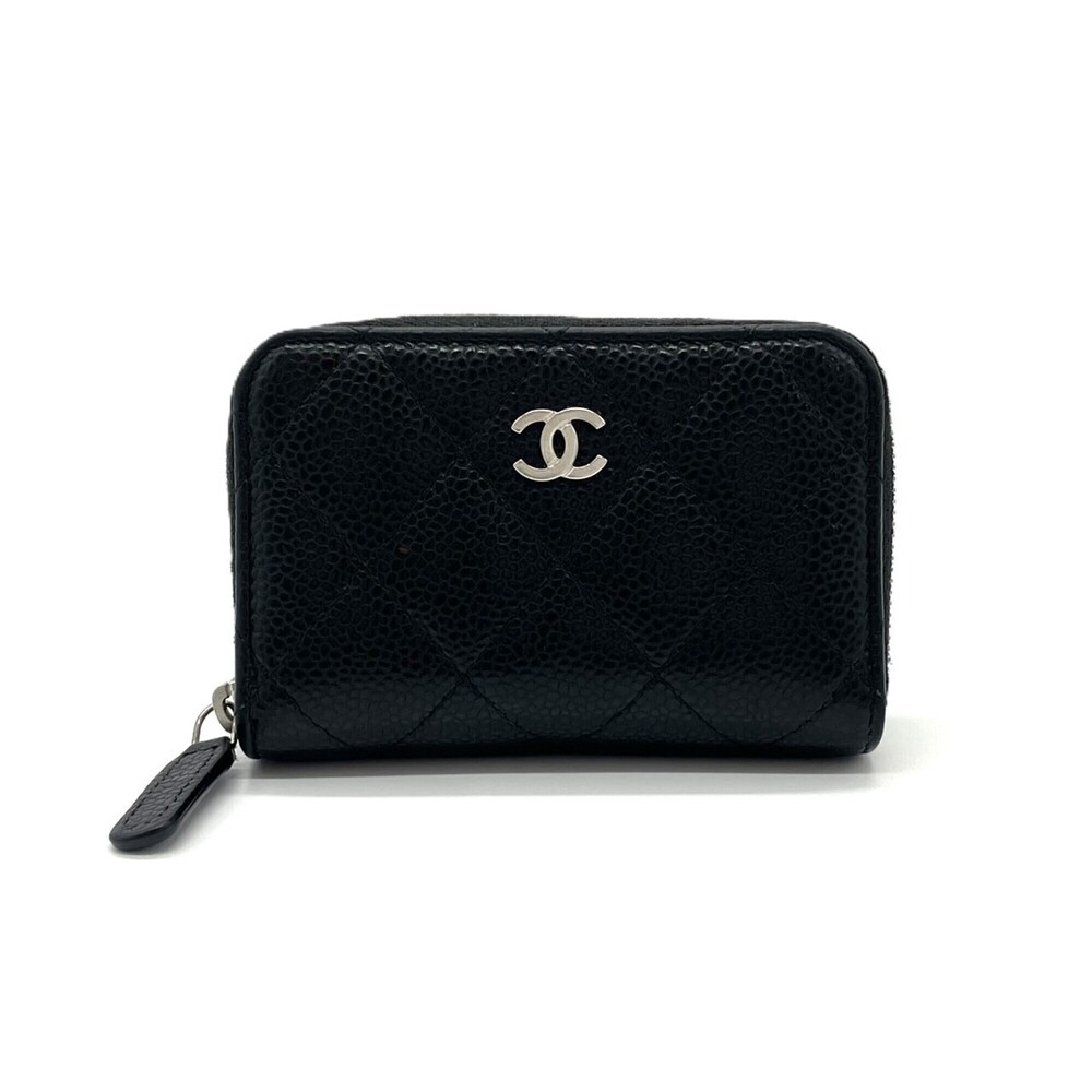 Chanel Caviar Skin Coin Case, Black, Coco Mark AP0216 CHANEL